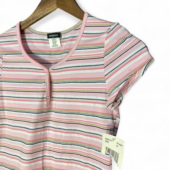 y2k 2000s pink quarter button baby tee - Picture 2 of 4